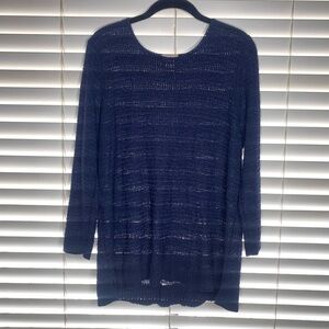 Chicos Women’s Sweater Navy Pullover Round-Neck 3/4 Sleeve Size Large 428/ITS/5